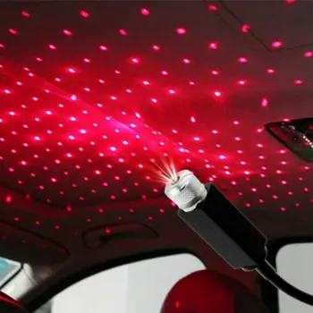 Auto Jumta Zvaigžņu Nakts Atmosfēru Gaismas USB Zvaigžņotām Debesīm Lampas Apdare Zvaigžņu Griestu Projekciju Spuldzes Interjera Automašīnas Apkārtējā Ligh
