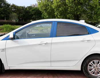 Auto Loga Rāmja ABC Pīlārs Apdares Oglekļa Šķiedras Aizsardzības Plēves Decal Uzlīmes Car Styling Par Hyundai Solaris Verna Piederumi