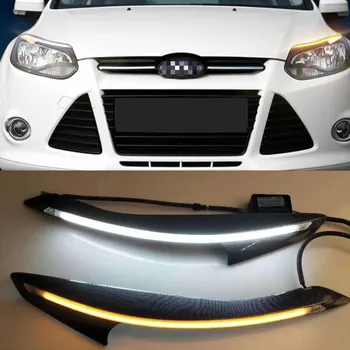 Auto Lukturu Uzacu Apdare Pagrieziena Signāla DRL LED Dienas Gaismas lukturi, lai Ford Focus 3 MK3 2012. -. gadam