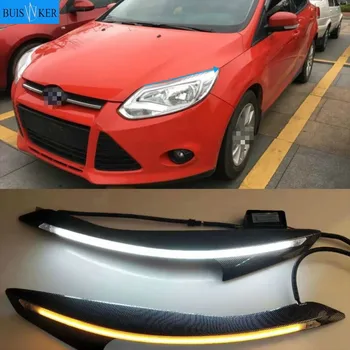 Auto Lukturu Uzacu Apdare Pagrieziena Signāla DRL LED Dienas Gaismas lukturi, lai Ford Focus 3 MK3 2012. -. gadam