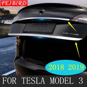 Auto Papildaprīkojuma Aizmugures Bagāžnieka Durvis Vāku & Augšējā Tailgate Pārklājums Cinkots Vāciņš Melns, Spilgti Sudraba Piemērots Tesla Model 3 2018 2019