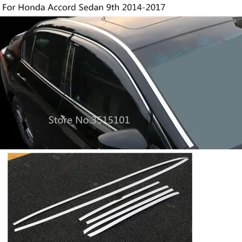 Auto Stils Jumta Bagāžnieks Nerūsējošā tērauda Apdare Vāka Uzlīme Auto logu 6pcs Honda Accord Sedans 9. 2016 2017