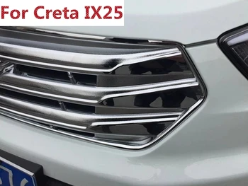 Auto Stils Par Hyundai Creta IX25 2016 2017 ABS Chrome Ārpuse Priekšējais Režģis Sacīkšu Restes Vāciņš Melns, Apdare, Rāmis