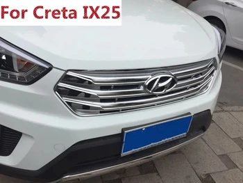 Auto Stils Par Hyundai Creta IX25 2016 2017 ABS Chrome Ārpuse Priekšējais Režģis Sacīkšu Restes Vāciņš Melns, Apdare, Rāmis