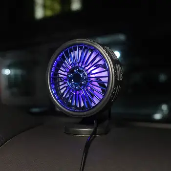 Auto USB Ventilators 360 Grādu Grozāms Krāsains LED Gaismas USB Strāvas Auto Auto Spēcīgu Gaisa Dzesēšanas Ventilators Auto Gaisa Ventilācijas Uzstādīts L1