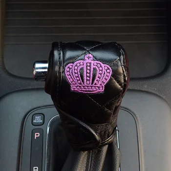 Auto gear vadītājs shift poga vāka vainagu āda aksesuāri rokas apkakle melnā sērija universālai lietošanai