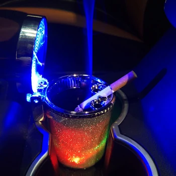 Auto pelnu trauku ar LED Gaismas Cigarešu, Cigāru Pelnu Renes Konteineru Dūmi, Pelni Cilindru Dūmu Kausa Turētāju Uzglabāšanas Kauss Auto Piederumi