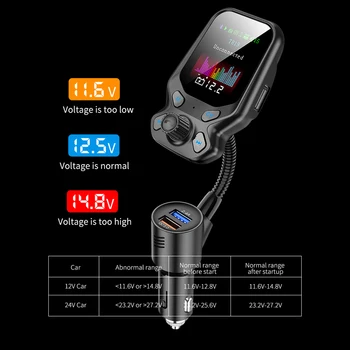 Automašīnas Bluetooth, MP3 Atskaņotājs FM Raidītājs QC3.0 Lādētāju Bezvadu FM Radio Adapteris, Automašīnas Komplektu brīvroku režīmā Dual USB pieslēgvietas