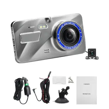 Automašīnas DVR 2 Kameras Objektīvs 4.0 Dash Kamera Dual Objektīvs Ar Atpakaļskata Kameru, Video ierakstīšanas Auto Registrator Dvrs Dash Cam