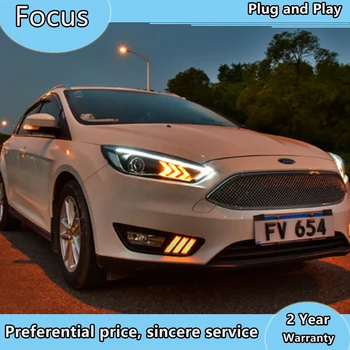 Automašīnas Lukturi-2018 Ford Focus Lukturu LED dienas gaitas lukturi Jaunu galveno lukturi DRL Dinamisku pagrieziena signāla Bi Xenon Lēcu High Low Beam