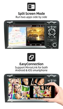 Autoradio GPS Navi Auto Radio Stereo Audio 4GB+64GB Audi A3 Automašīnu Multivides 8P S3 RS3 Sportback 2003-2011 2din Android 10 DSP