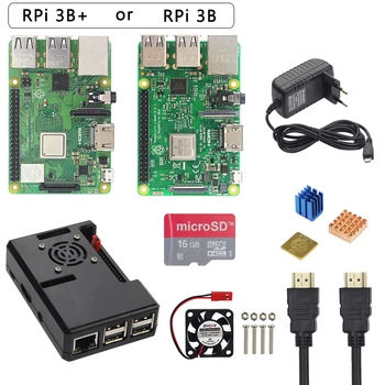 Aveņu Pi 3 Modelis B+ Plus Starter Kit + ABS korpuss + 32 GB SD atmiņas Karte + 3A Strāvas Adapteris + Dzesēšanas Ventilators + Siltuma Izlietne + HDMI Kabeli
