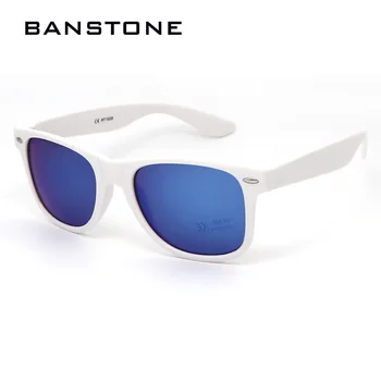 BANSTONE Sieviešu, Vīriešu Klasisko Saules Brilles UV400 Braukšanas Spoguļi Laka Norāda Balts Rāmis Brilles