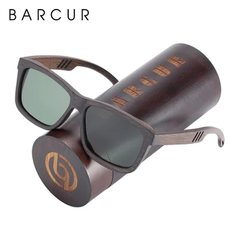 BARCUR Unikālu Dizainu Black Bamboo Saulesbrilles Koka Modes Vīriešu Saules brilles Dāma UV400 Polarizētās Sporta Brilles