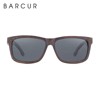 BARCUR Unikālu Dizainu Black Bamboo Saulesbrilles Koka Modes Vīriešu Saules brilles Dāma UV400 Polarizētās Sporta Brilles