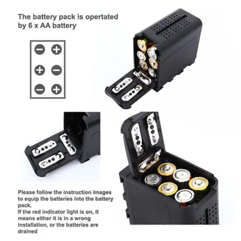 BB-6BB-6 6pcs AA Akumulatora korpusa Pack Baterijas Turētāja Pilnvaras, kā NP-F NP-970 Sēriju Akumulatoru LED Video Light Panel / Monitora