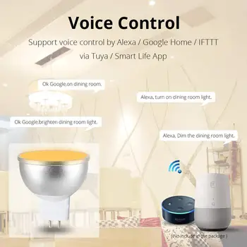 BENEXMART Tuya WiFi Smart LED Spuldzes Gu5.3 Ūdensizturīgs MR16 12V Alexa, Google Home Smart Palīgs Dzīves APP RGB 5W Gaismas Indikators Reostats