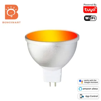 BENEXMART Tuya WiFi Smart LED Spuldzes Gu5.3 Ūdensizturīgs MR16 12V Alexa, Google Home Smart Palīgs Dzīves APP RGB 5W Gaismas Indikators Reostats