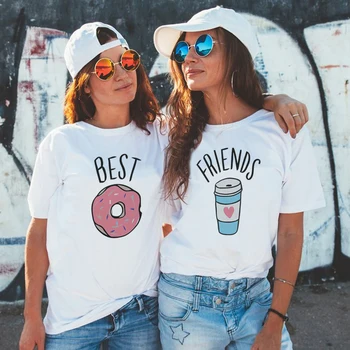 BFF Sieviešu T-krekls Labākajiem Draugiem T Krekls Harajuku Kawaii Pārī T-krekli Baltā T Jaunas Ielidošanas 2019 Tumblr T Streetwear