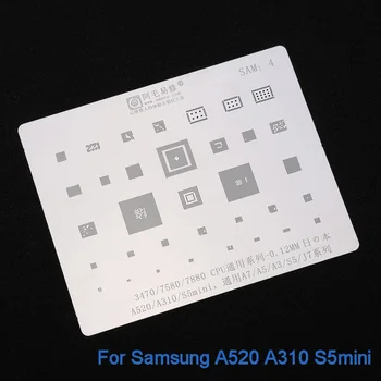 BGA Reballing Trafaretu Samsung A7 A5 A3 S5 J7 7580 7880 CPU Lodēšanas Veidni 0.12 mm Biezums