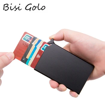 BISI GORO Smart Seifs Plānas ID Kartes Gadījumā RFID Anti-theft Unisex Automātiski Cieta Metāla Bankas Kredītkartes Turētājs, Biznesa Mini