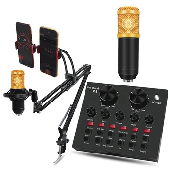 BM-800 Profesionālās Kondensatoru Karaoke Mikrofons V8 Audio Austiņas, Mikrofons, Audio Kabeļu Vadu Mikrofons Datoram