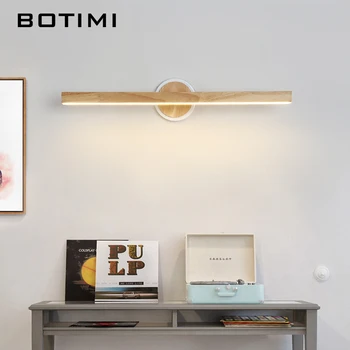 BOTIMI LED Sienas Lampas Modernās Guļamistabas Spoguļi Gaismas Koka Sienas Sconce Koka Luminaira Gultas Gaismas Wall Mount Lasīšanas Gaismas