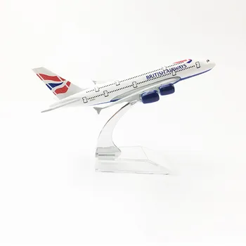 BRITISH AIRWAYS A380 Lidmašīnu Modeļa Lidmašīnu 16cm Rotaļlietas Sakausējuma Metāla Airlines Lidmašīna ar bāzes atbalstu Kolekcija Dāvanu Rotaļlietas