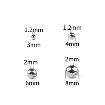 BTFBES Skrūves Vītne Nerūsējošā tērauda Distances biezumu 3 4 6 8 mm apaļas Metāla Bumbu Zaudēt biezumu fot DIY Rotaslietas Aproces Pieņemšanas accessores