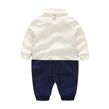 Baby Boy Kokvilnas Kombinezonus Tauriņu Džentlmenis Puse Apģērbs Pavasara Toddler Prinča Kostīmu Zīdaiņu Jumpsuits Jaundzimušo Zēnu Drēbes