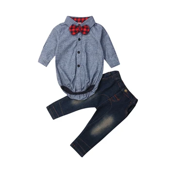 Baby Toddler Zēnu Drēbes Puse Balli Krekls Ar Garām Piedurknēm Romper Bikses Formāls Uzvalks, Zēnu Apģērbs, Jaundzimušo Apģērbi Zēniem Uzstādīt Apģērbi