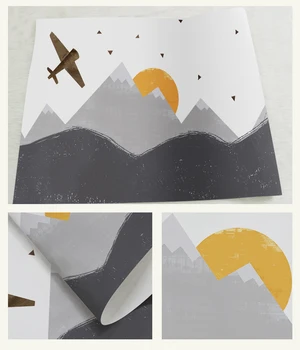 Bacaz Kalnu Lidmašīnu 3d Karikatūra Tapetes, 3d Foto Sienas Gleznojumi bērniem, Bērnu Istabas Lielu Papel 3d Sienas sienas Sienas Uzlīmes