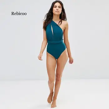 Backless Bodysuit Sieviešu Multiway Viens Gabals Bikini Peldkostīmu Cietā Piedurknēm Bodysuits Pārsējs Peldkostīmi Gadījuma Peldēšana Beachwear