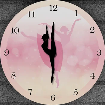 Baleta Dejotājs Ar Arābu Cipariem Meitene Guļamistaba Dekori Princess Rozā Sienas Pulkstenis Dejas Sienas Mākslas Balerīna, Kas Pārvietojas Kāju Pulkstenis Skatīties