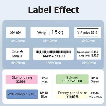 Balts Niimbot Labeler pievienot 3Rolls Pārredzamu D11 Cenu marķēšanas Portatīvo BT Siltuma etiķešu Printeri Mājas un Biroja vajadzībām USB Kabelis