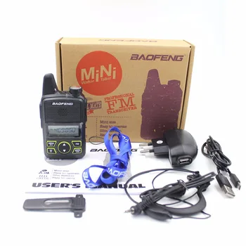 Baofeng BF-T1 Mini Rokas divvirzienu Radio UHF 400-470MHz 20CH FM Walkie Talkie ar Klausules vai + USB Kabelis