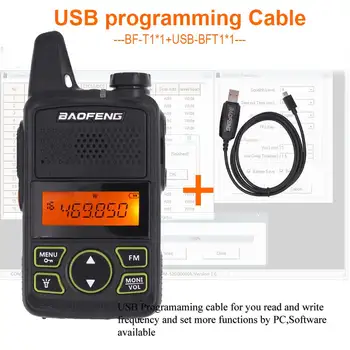 Baofeng BF-T1 Mini Rokas divvirzienu Radio UHF 400-470MHz 20CH FM Walkie Talkie ar Klausules vai + USB Kabelis
