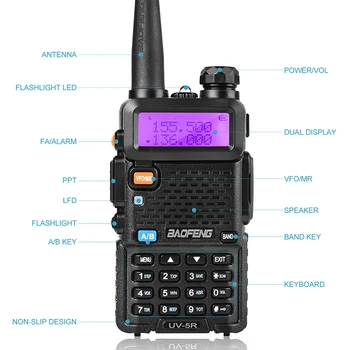 Baofeng UV-5R Walkie Talkie, Duālais Displejs VHF 136-174 UHF 400-520mHZ 5W divvirzienu Ham Radio