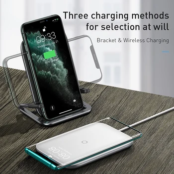 Baseus Fast Charger 15W Qi bezvadu lādētāju Stends, iPhone, Huawei Android bezvadu lādēšanas tālrunis stāvēt lādētājs ar usb kabeli