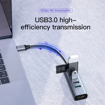Baseus USB C RUMBAS C Tipa HDMI USB 3.0 RJ45 SD/TF Karšu Lasītājs, USB OTG Adapteri Par MacBook Air, Pro, Samsung, Huawei USB-C 3.0 HUB