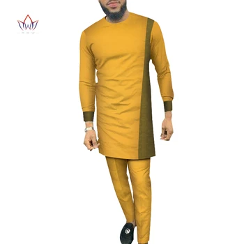 Bazin Riche Vīrieši 2 Gabali Bikses Komplekti Āfrikas Dizaina Apģērbu Āfrikas Drēbes Gadījuma Vīrieši Ilgi Top Krekli un Bikses Komplekti WYN684