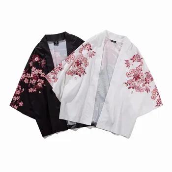 Bebovizi Japan Ukiyo-e Koi Iespiesti Kimono 2019 Streetwear Harajuku Stils Outwear Ikdienas Drēbes, Mēteļi, Vīriešu Jaka Jakas