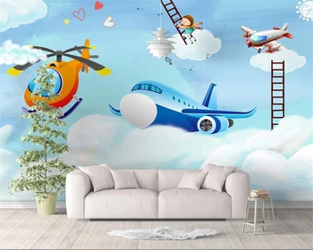 Beibehang Custom Sienas Tapetes Sienām Karikatūra lidmašīnas bērnu istabas Mākslas 3d tapetes Mājas Dekors Dzīvojamā Istaba Guļamistaba