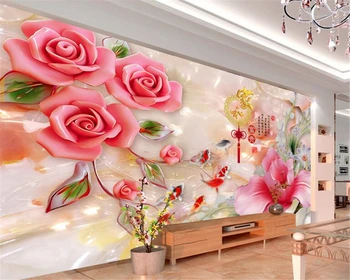 Beibehang Pielāgotu jebkura izmēra 3D tapetes mājas un bagāta nefrīta griešanai magnolija, roze, mājas apdare, sienas tapetes sienām 3 d