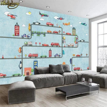 Beibehang papel de parede 3D foto sienas tapetes sienām 3 d kino fona liela Karikatūra auto bērnu istabas tapešu rullis