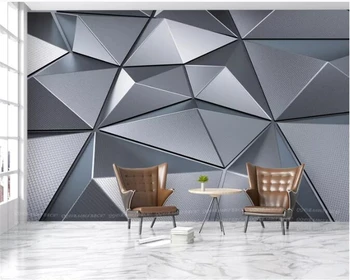 Beibehang pielāgotas 3d Tapetes dzīvojamā istabā, guļamistabā, Tapetes, sienas 3D ģeometriskās abstraktās pelēkā krāsā trīsstūra fona, 3d tapetes