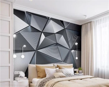 Beibehang pielāgotas 3d Tapetes dzīvojamā istabā, guļamistabā, Tapetes, sienas 3D ģeometriskās abstraktās pelēkā krāsā trīsstūra fona, 3d tapetes