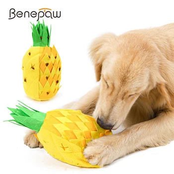 Benepaw Bite-izturīgs Lēni Barošanas Pīkstošs Suns, Interaktīvās Rotaļlietas Plīša Ārstēt Padeves Pet Sniffing Puzzle Ananāsu Kucēns Košļāt