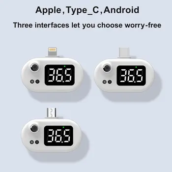 Bezmaksas Piegāde Mobilo Telefonu, USB Smart Termometrs bezkontakta Infrasarkanais Termometrs Apple/Android/Type-C Ar LCD Displeju