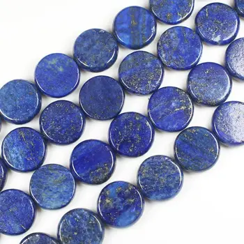 Bezmaksas piegāde ,12,14,16 mm, Lapis Lazuli, Monētas formas Pērlītes 15inch, Par DIY Kaklarota Bracelat Rotaslietu izgatavošana !